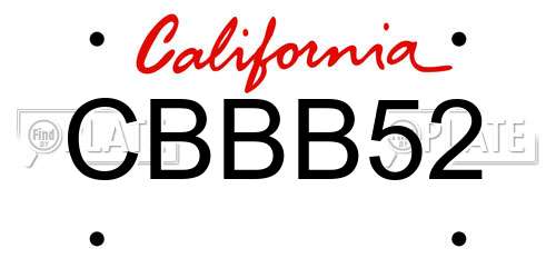 CBBB52 California License Plate