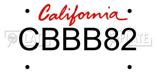 CBBB82 California License Plate