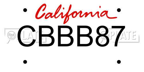 CBBB87 California License Plate