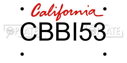 CBBI53 California License Plate