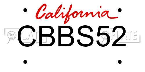 CBBS52 California License Plate