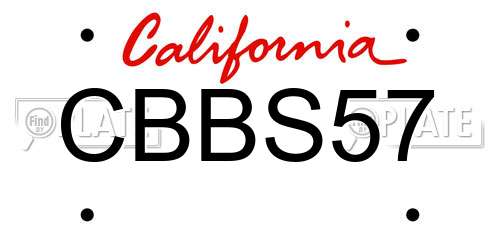 CBBS57 California License Plate