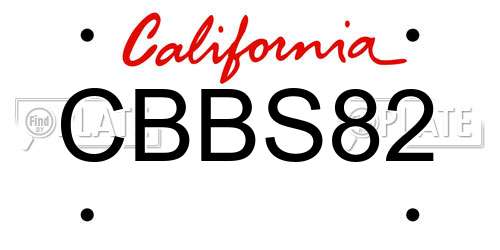 CBBS82 California License Plate