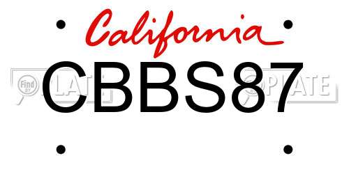 CBBS87 California License Plate