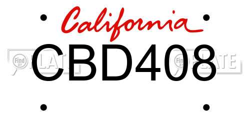 CBD408 California License Plate