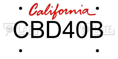 CBD40B California License Plate