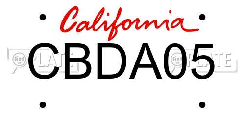CBDA05 California License Plate