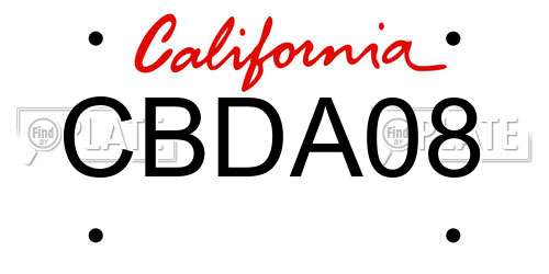 CBDA08 California License Plate