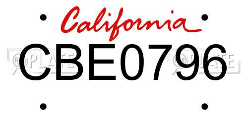 CBE0796 California License Plate