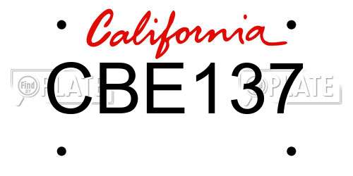 CBE137 California License Plate