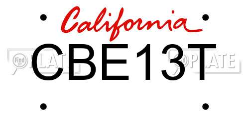 CBE13T California License Plate