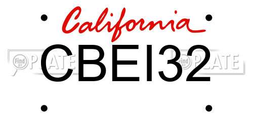 CBEI32 California License Plate
