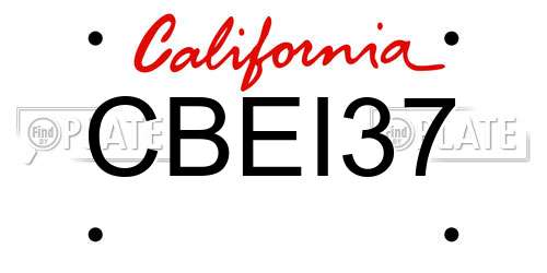 CBEI37 California License Plate