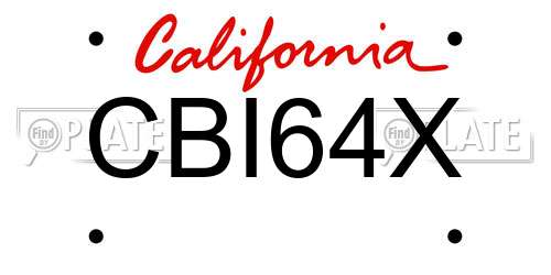 CBI64X California License Plate