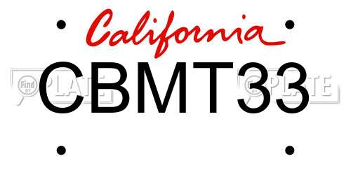 CBMT33 California License Plate