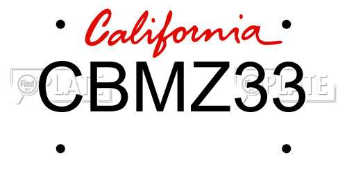 CBMZ33 California License Plate