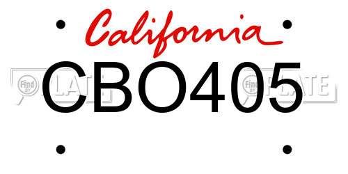 CBO405 California License Plate