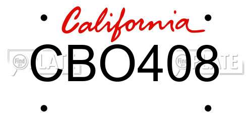 CBO408 California License Plate