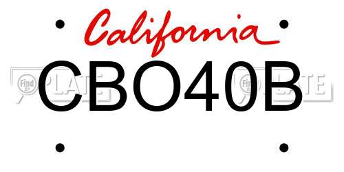CBO40B California License Plate