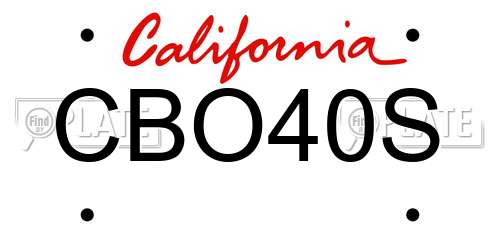 CBO40S California License Plate