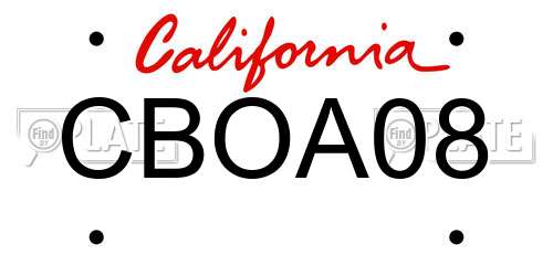 CBOA08 California License Plate