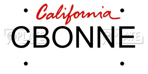 CBONNE California License Plate