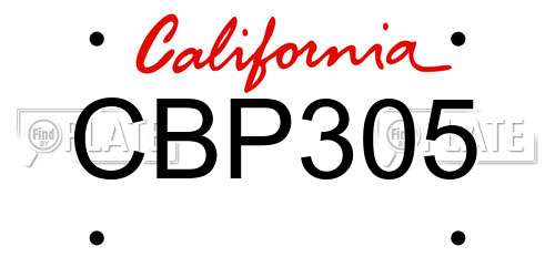 CBP305 California License Plate