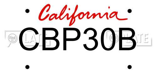 CBP30B California License Plate