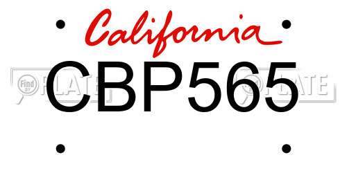 CBP565 California License Plate