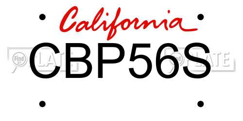 CBP56S California License Plate