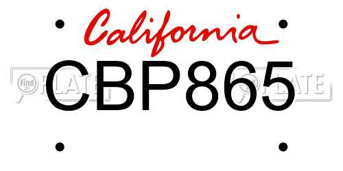 CBP865 California License Plate