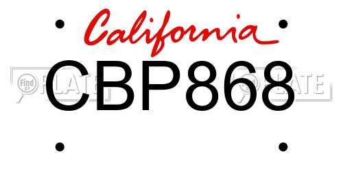 CBP868 California License Plate