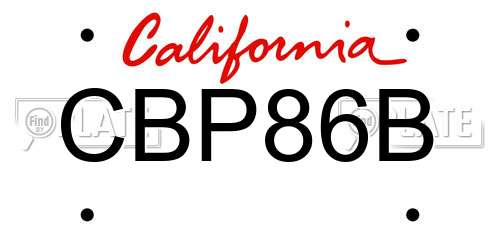 CBP86B California License Plate
