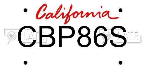 CBP86S California License Plate