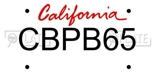 CBPB65 California License Plate