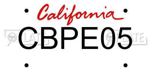 CBPE05 California License Plate