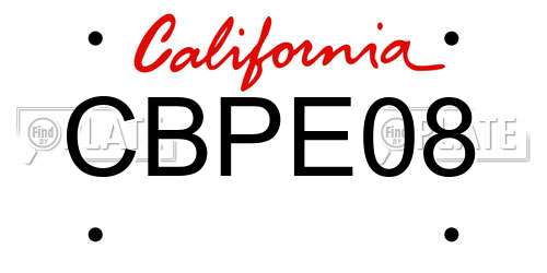 CBPE08 California License Plate
