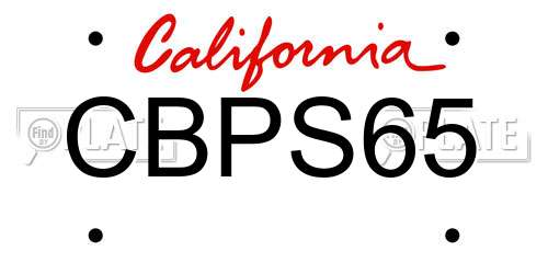 CBPS65 California License Plate