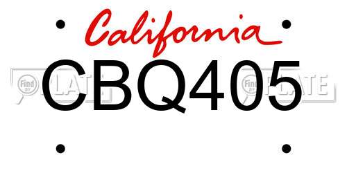 CBQ405 California License Plate