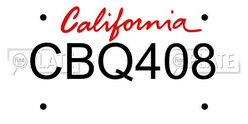 CBQ408 California License Plate