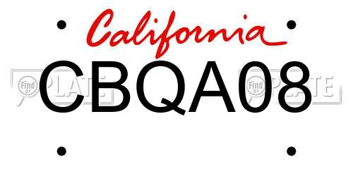 CBQA08 California License Plate