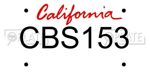 CBS153 California License Plate