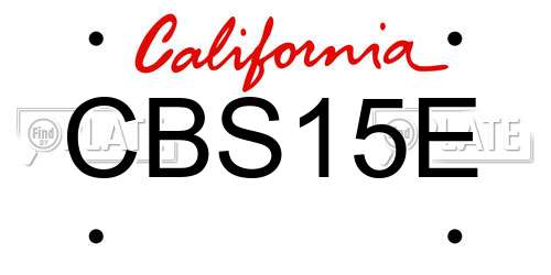 CBS15E California License Plate