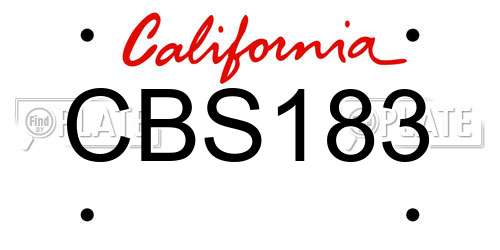 CBS183 California License Plate
