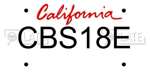 CBS18E California License Plate
