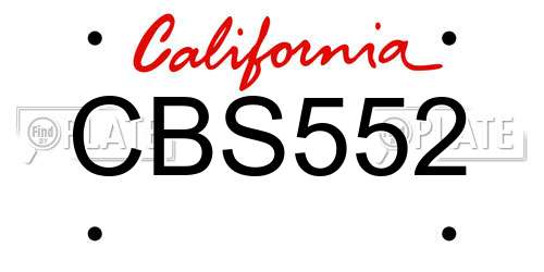 CBS552 California License Plate
