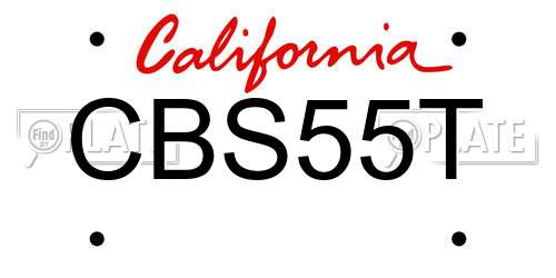CBS55T California License Plate