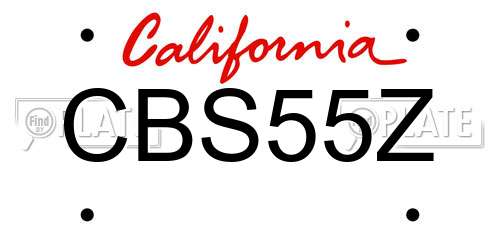 CBS55Z California License Plate