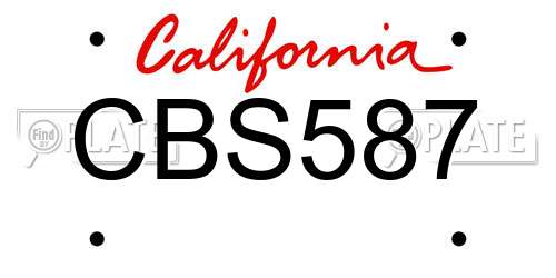 CBS587 California License Plate