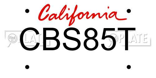 CBS85T California License Plate